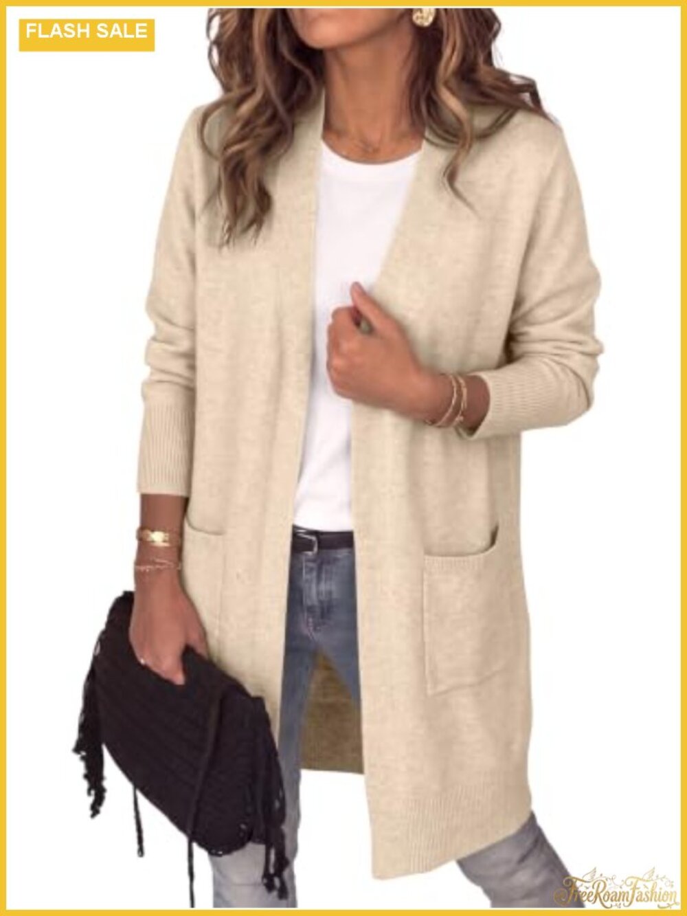 Lightweight Open Front Long Cardigan Sweater with Pockets for Women